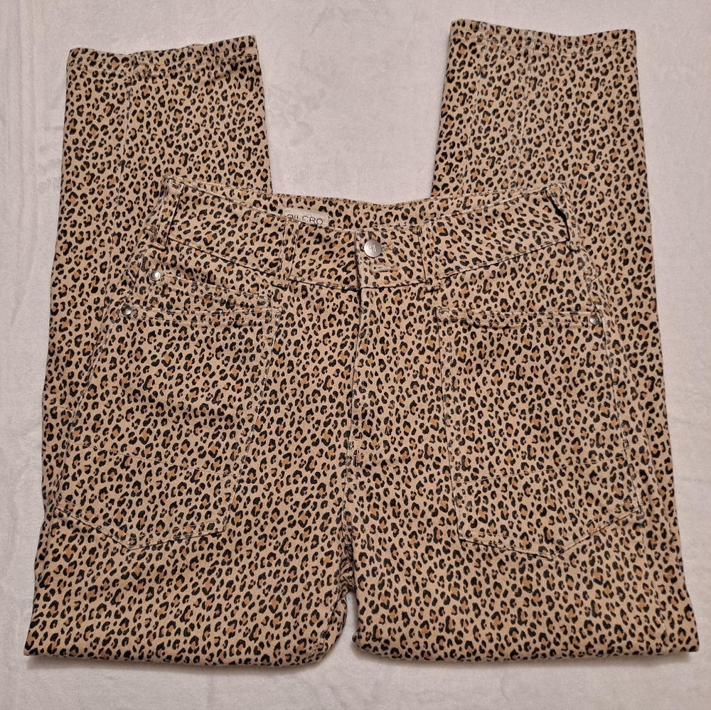 Anthropologie Pilcro Women's Tan Leopard Print Jeans Trousers Size 28